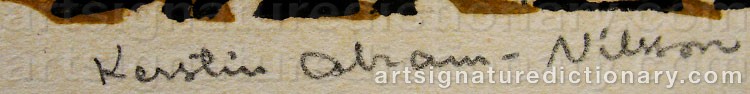 Authentic signature by Kerstin ABRAM-NILSSON on  artwork