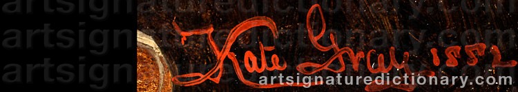 Authentic signature by Kate GRAY on  artwork