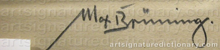 Authentic signature by Max BRÜNNING on artwork