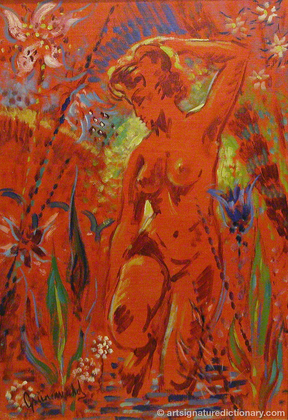 Close-up details showing Isaac GRÜNEWALD signature forgery characteristics