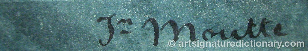 Authentic signature by Jean Joseph M. Alphonse MOUTTE on  artwork