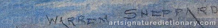 Authentic signature by Warren W. SHEPPARD on  artwork