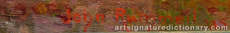 Authentic signature by John RUMMELL on  artwork