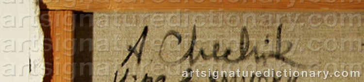 Authentic signature by Anatol CHECHIK on  artwork