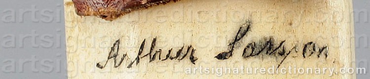 Authentic signature by Arthur LARSSON on  artwork