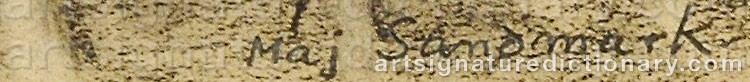 Authentic signature by Maj SANDMARK on  artwork