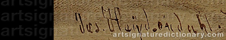 Authentic signature by Joseph HEYDENDAHL on  artwork