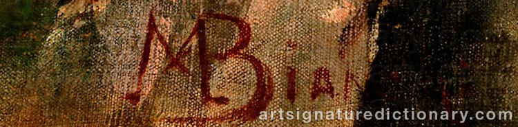 Authentic signature by Mosè Di Giosuè BIANCHI on  artwork