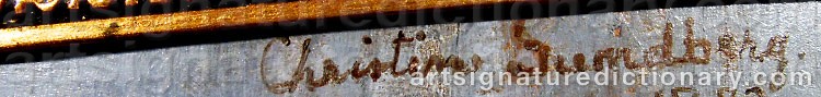 Authentic signature by Christine SUNDBERG on  artwork