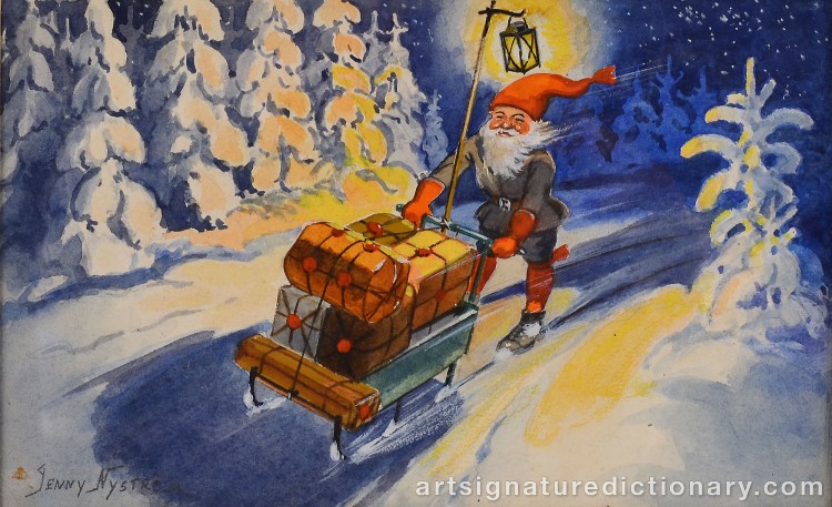 Close-up details showing Jenny NYSTRÖM signature forgery characteristics