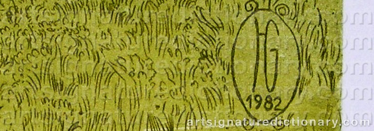 Authentic signature by Herbert GRUNWALDT on  artwork