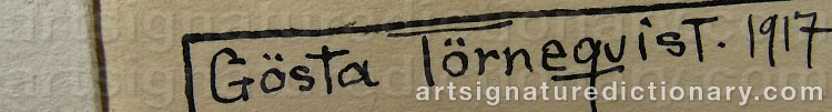 Authentic signature by Gösta TÖRNEQVIST on artwork