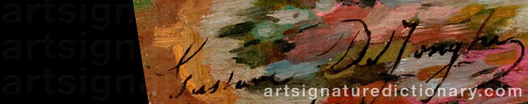 Authentic signature by Gustave Leonhard De JONGHE on artwork
