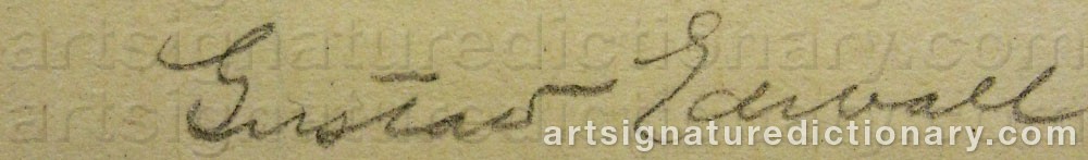 Authentic signature by Gustav EDWALL on  artwork