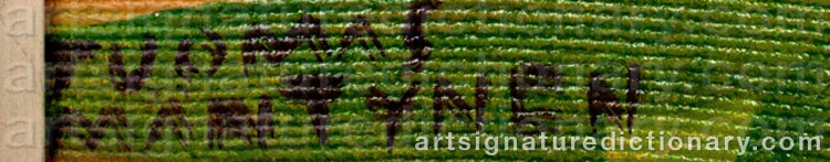 Authentic signature by Tuomas MÄNTYNEN on  artwork