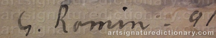 Authentic signature by Gustaf Adolf ROMIN on  artwork
