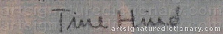 Authentic signature by Tine HIND on  artwork