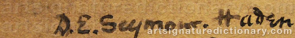 Authentic signature by D. E. Seymour HADEN on artwork
