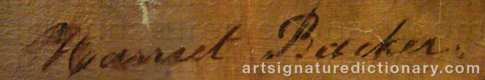 Authentic signature by Harriet BACKER on  artwork