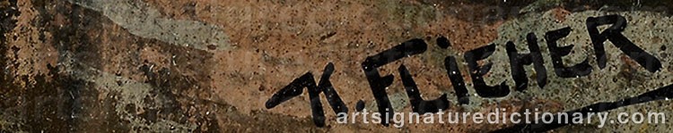 Authentic signature by Karl FLIEHER on artwork