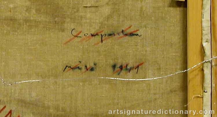 Close-up details showing Joan MIRO signature forgery characteristics