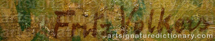 Authentic signature by Fritz VOLKERS on  artwork