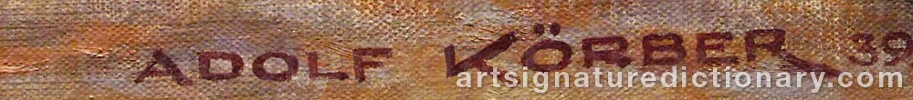 Authentic signature by Adolf KÖRBER on  artwork