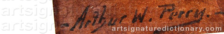 Authentic signature by Arthur W. PERRY on  artwork