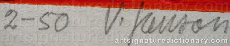 Authentic signature by Vide JANSON on Drawing/Graphic/Print artwork