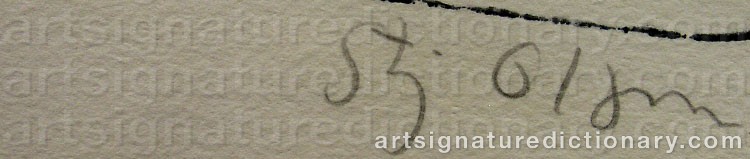 Authentic signature by Stig OLSON on artwork
