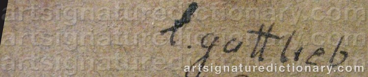 Authentic signature by Leopold GOTTLIEB on  artwork