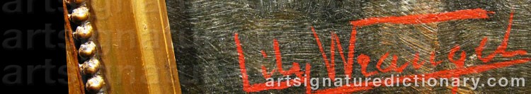 Authentic signature by Lily WRANGEL on  artwork