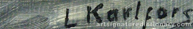 Authentic signature by L. KARLFORS on  artwork