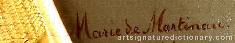 Authentic signature by Maria MARTINAU on  artwork