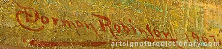 Authentic signature by Charles Dormon ROBINSON on Painting/Watercolour artwork