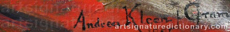 Authentic signature by Andrea GRAM KLEEN on  artwork