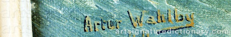 Authentic signature by Arthur WAHLBY on artwork