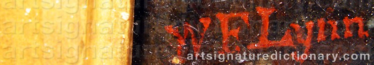 Authentic signature by V. F. LYNN on  artwork