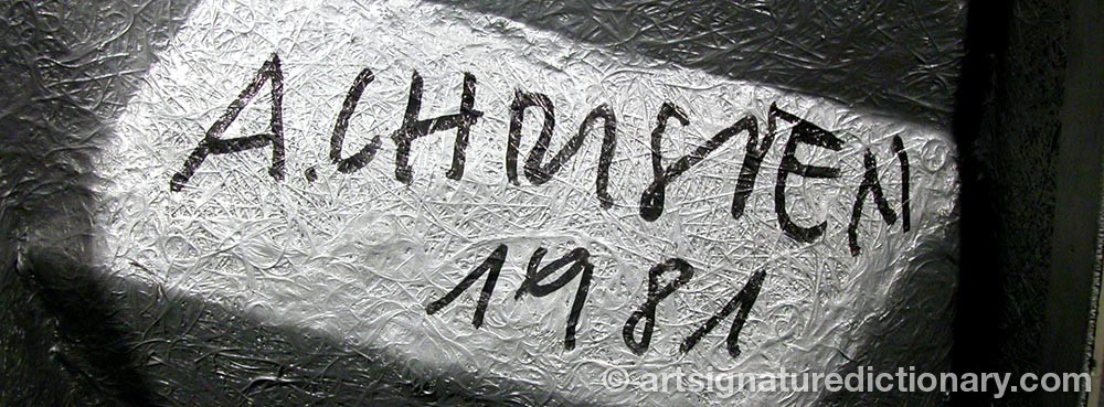 Authentic signature by Andreas CHRISTEN on  artwork