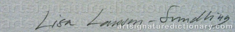 Authentic signature by Lisa LARSSON-SUNDLING on  artwork