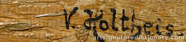 Authentic signature by V. HOLTBEIS on  artwork