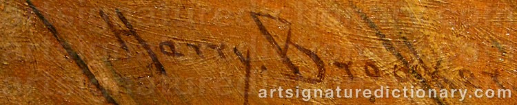 Authentic signature by Harry BROOKER on  artwork