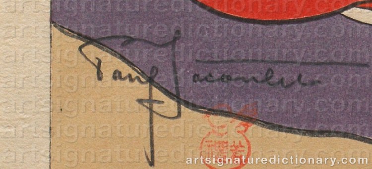 Authentic signature by Paul JACOULET on artwork