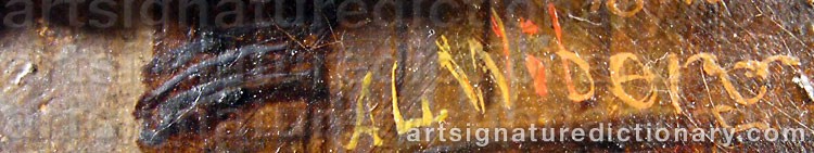 Authentic signature by Axel Leopold WIBERG on  artwork