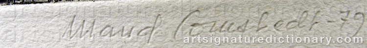 Authentic signature by Maud COMSTEDT on  artwork