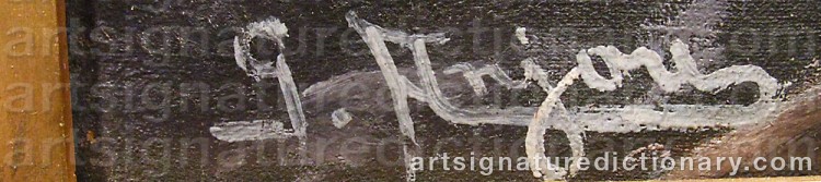 Authentic signature by G ANJOU on  artwork