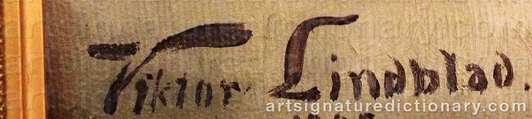 Authentic signature by Viktor LINDBLAD on Painting/Watercolour artwork