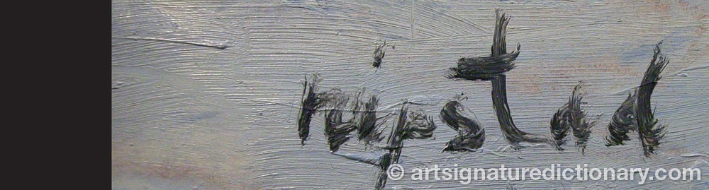 Authentic signature by Axel NIPSTAD on  artwork