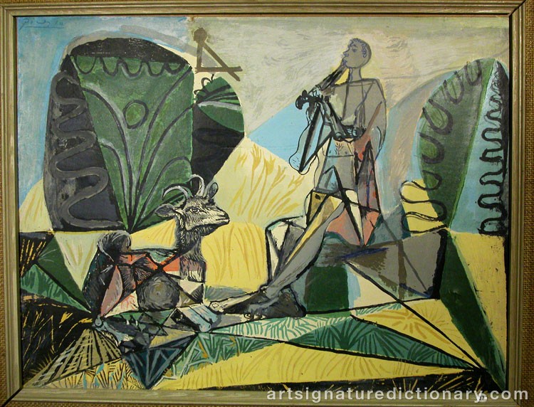 Close-up details showing Pablo PICASSO signature forgery characteristics