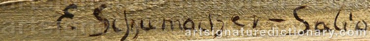 Authentic signature by Ernst SCHUMACHER-SALIG on  artwork